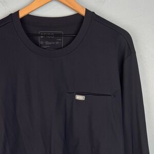 FIGS Destin Crew Neck Scrub Top Mens XL Navy Blue Long Sleeve Pocket Formx Shirt